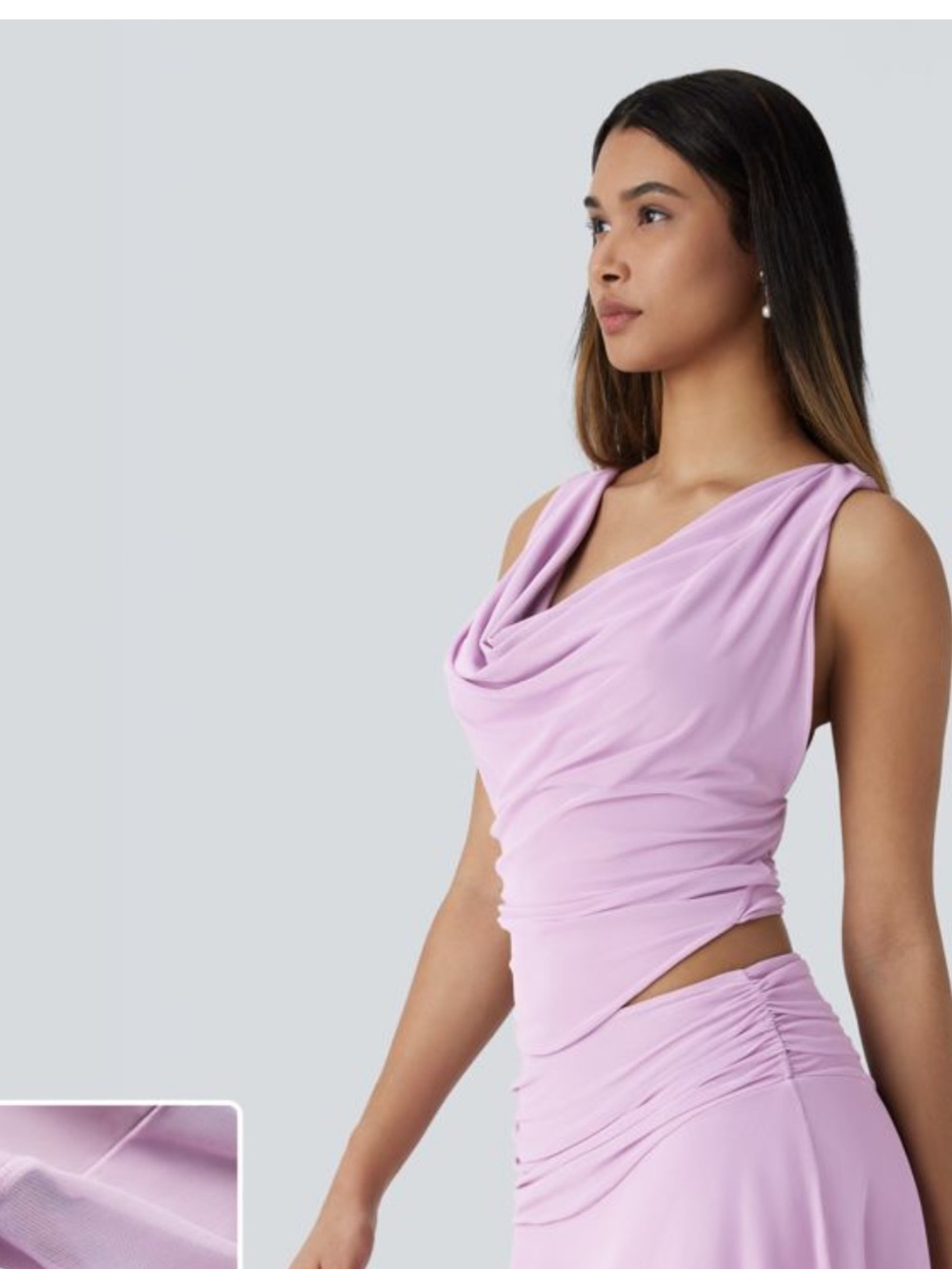 Lilac Draped Cowl Neck Top